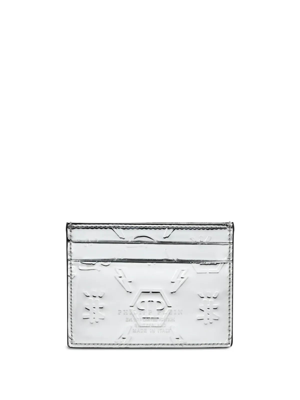 Philipp Plein モノグラムデボス加工 レザー カードホルダー - シルバー - 画像2