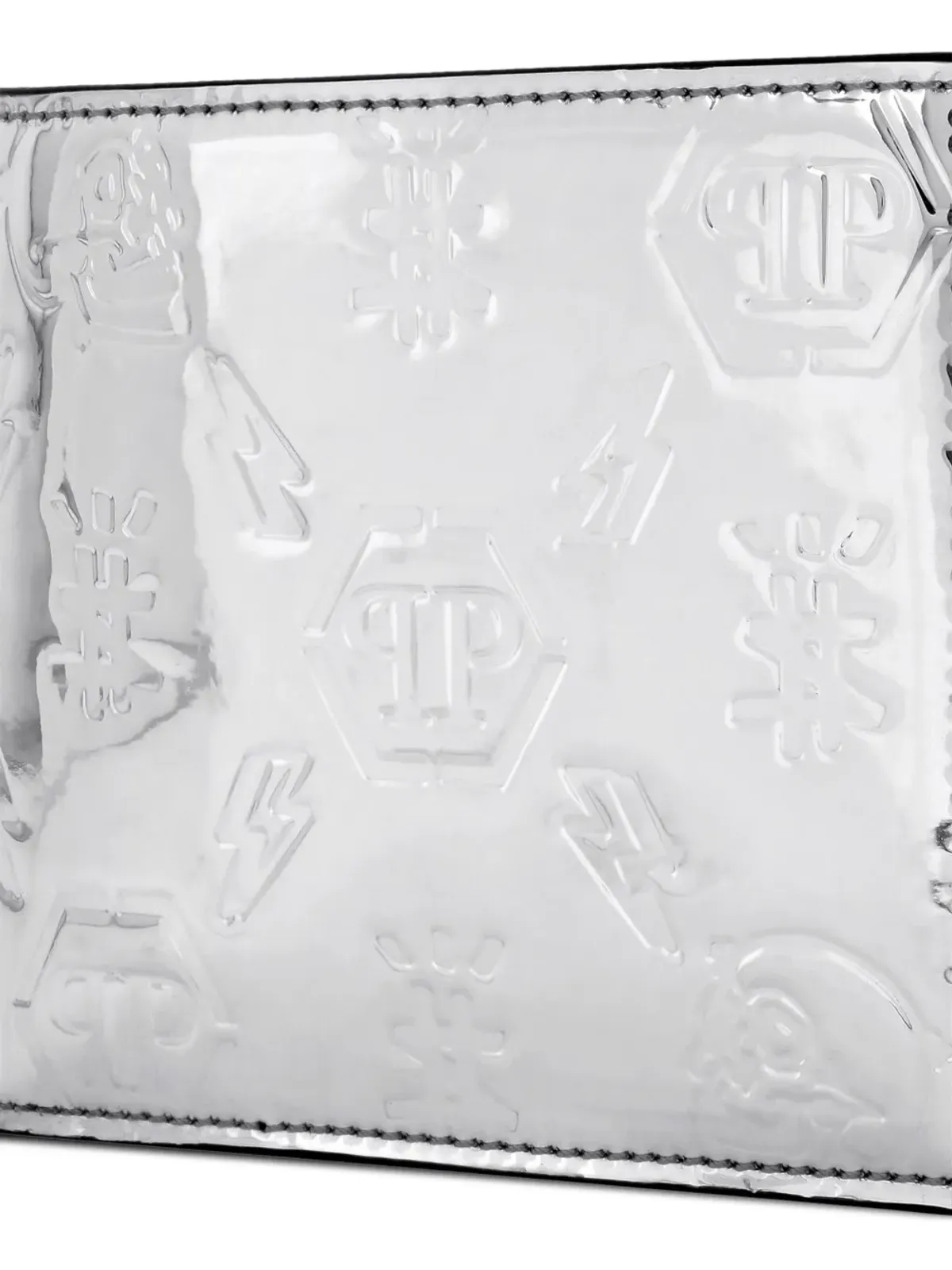 Philipp Plein モノグラムエンボス加工 メタリック ウォレット - 画像3