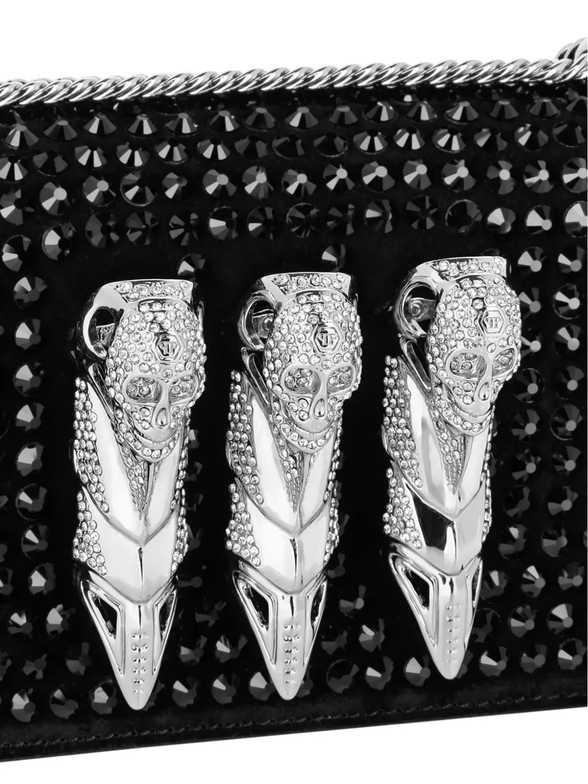 Philipp Plein 小さめクリスタル装飾ショルダーバッグ ブラック - 画像4