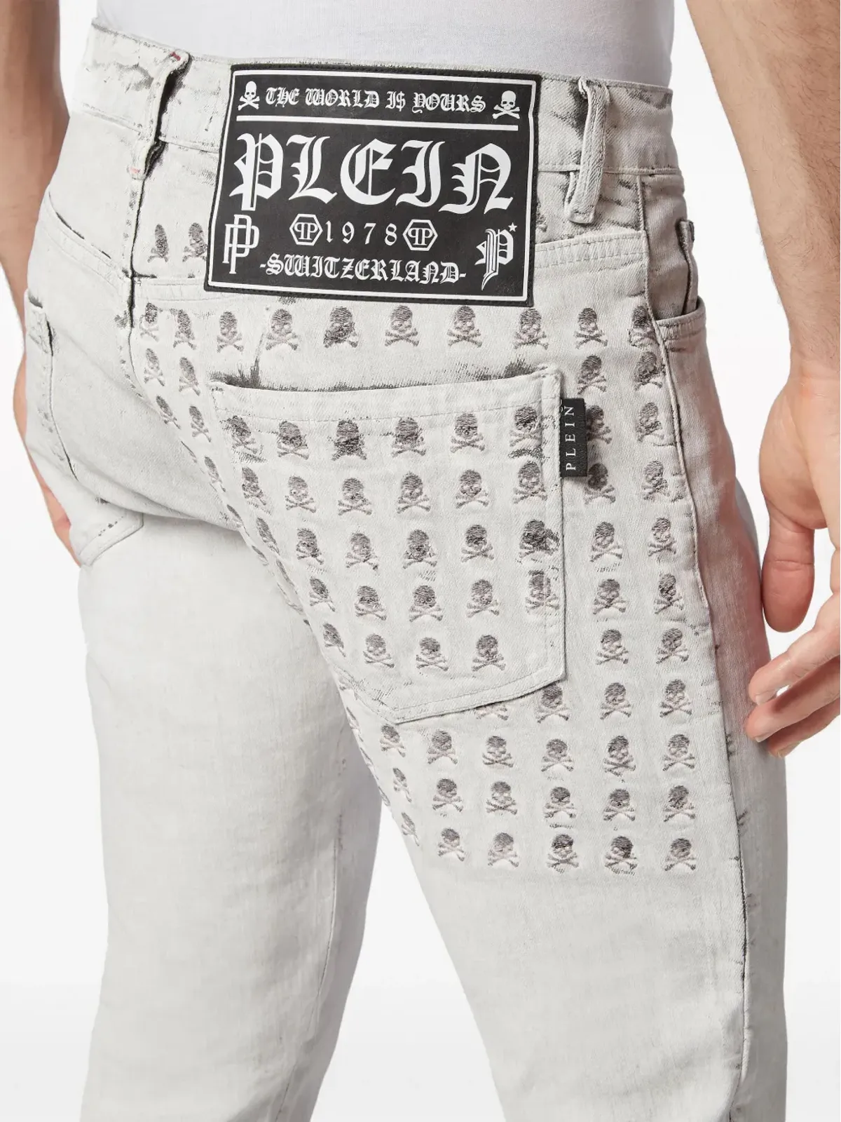 Philipp Plein スカルスタンプ ウォッシュドスキニージーンズ - 画像5