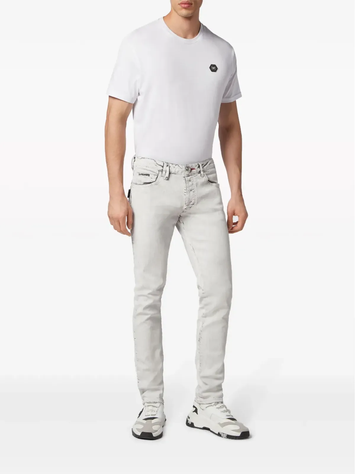Philipp Plein スカルスタンプ ウォッシュドスキニージーンズ - 画像2