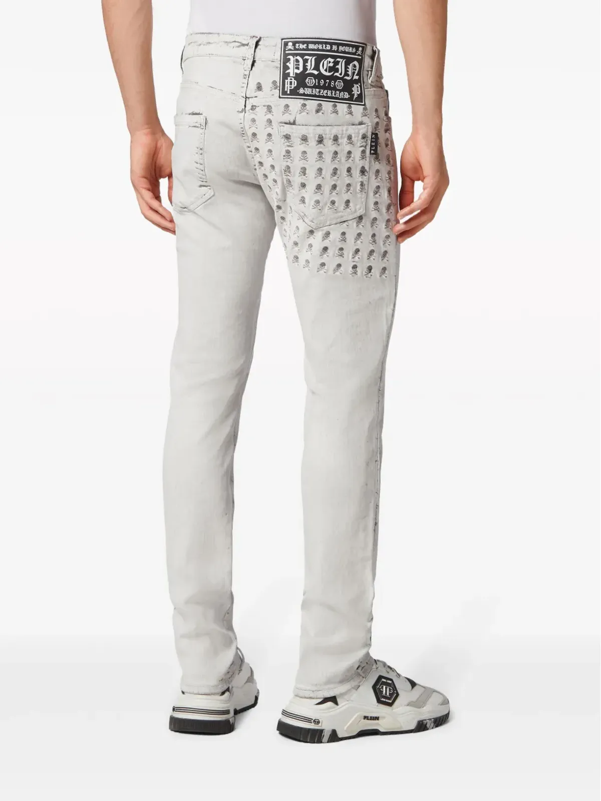 Philipp Plein スカルスタンプ ウォッシュドスキニージーンズ - 画像4
