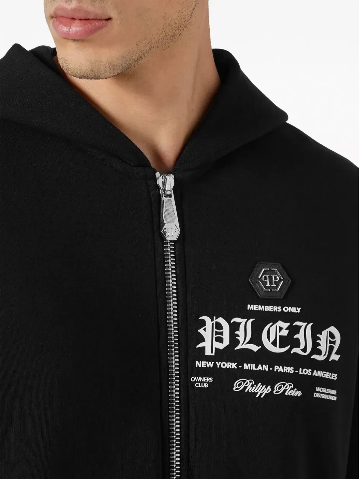 Philipp Plein ロゴプリント ジップ付きフーディー ブラック - 画像5