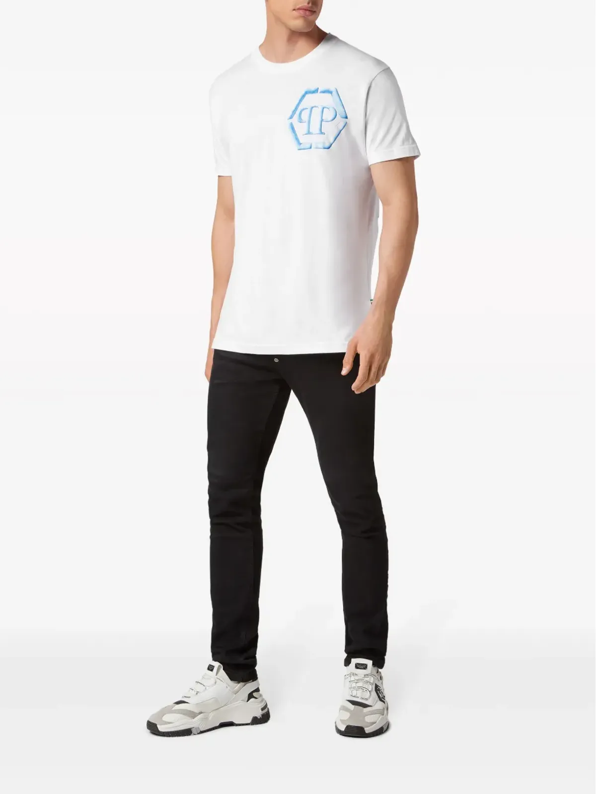 Philipp Plein SS 六角形プリント コットンTシャツ - ホワイト - 画像2