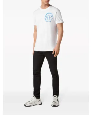 Philipp Plein SS 六角形プリント コットンTシャツ - ホワイト - サムネイル2