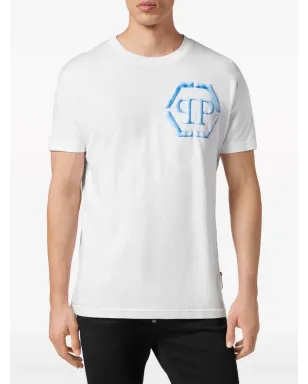 Philipp Plein SS 六角形プリント コットンTシャツ - ホワイト - サムネイル3