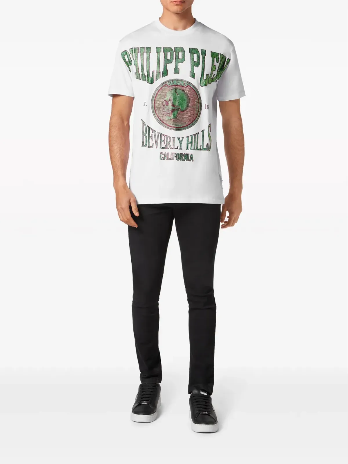 Philipp Plein クリスタル装飾コットンTシャツ - ホワイト - 画像2