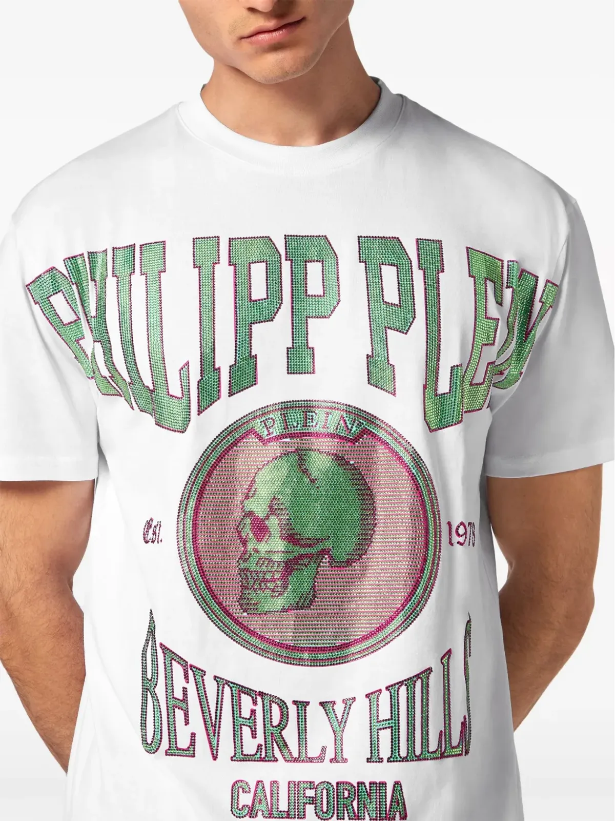 Philipp Plein クリスタル装飾コットンTシャツ - ホワイト - 画像3