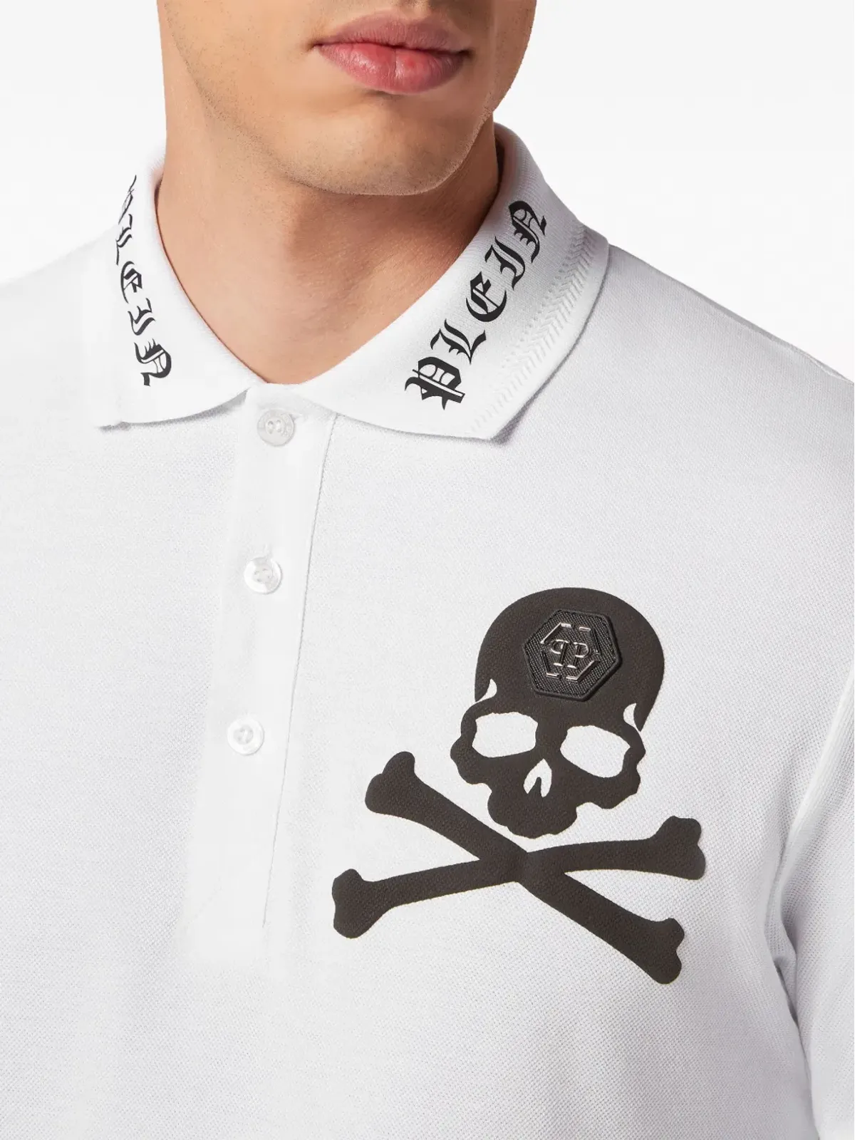 Philipp Plein スカルプリント コットン ポロシャツ - 画像5