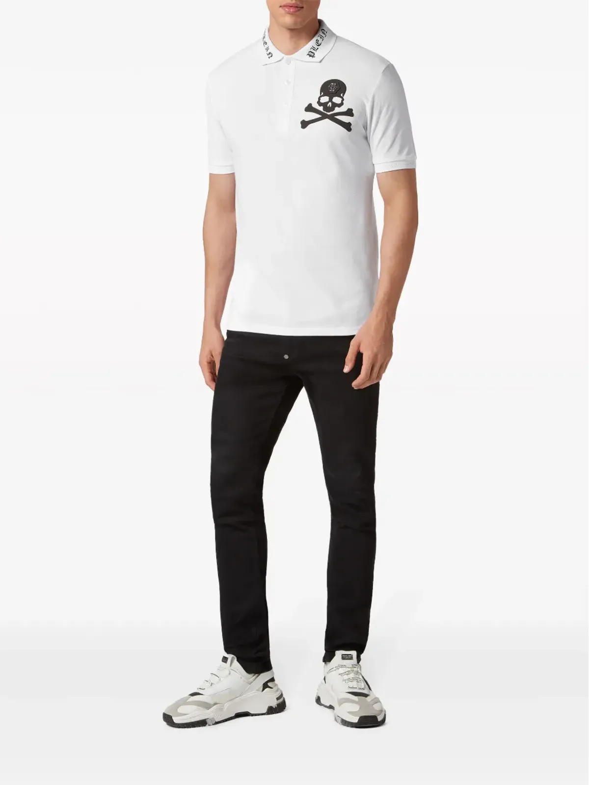 Philipp Plein スカルプリント コットン ポロシャツ - 画像2