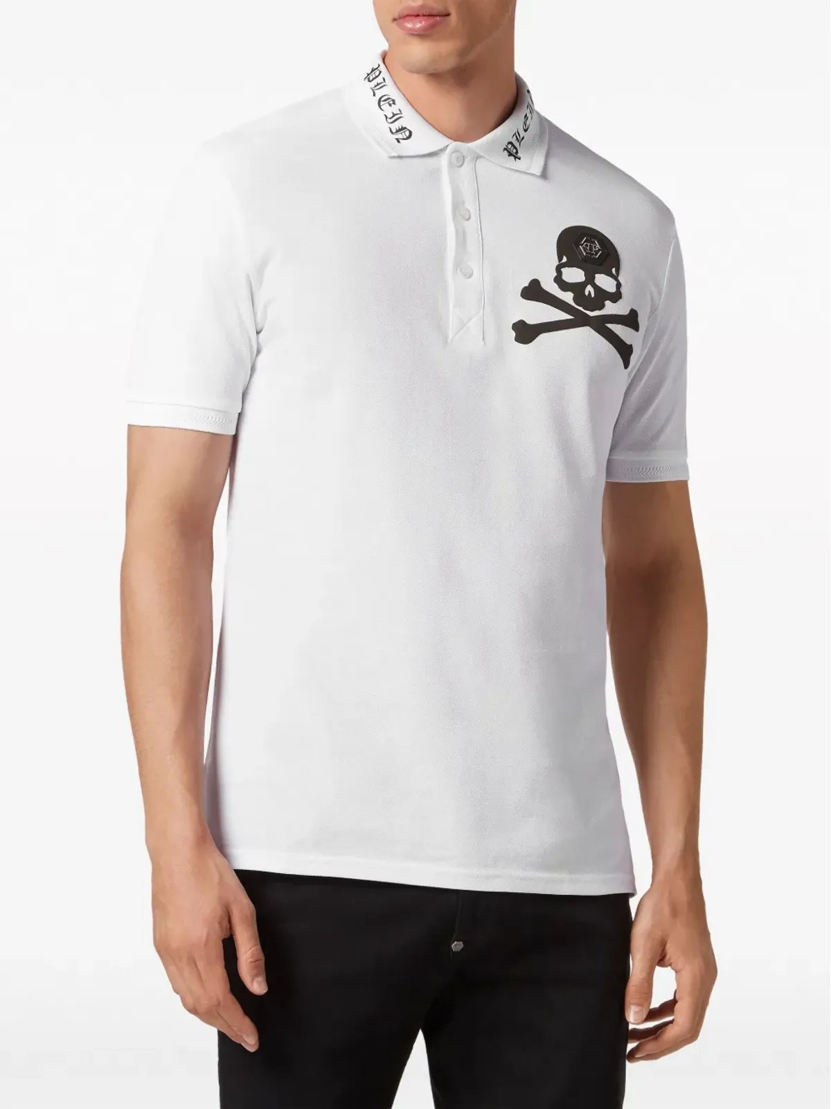 Philipp Plein スカルプリント コットン ポロシャツ - 画像3