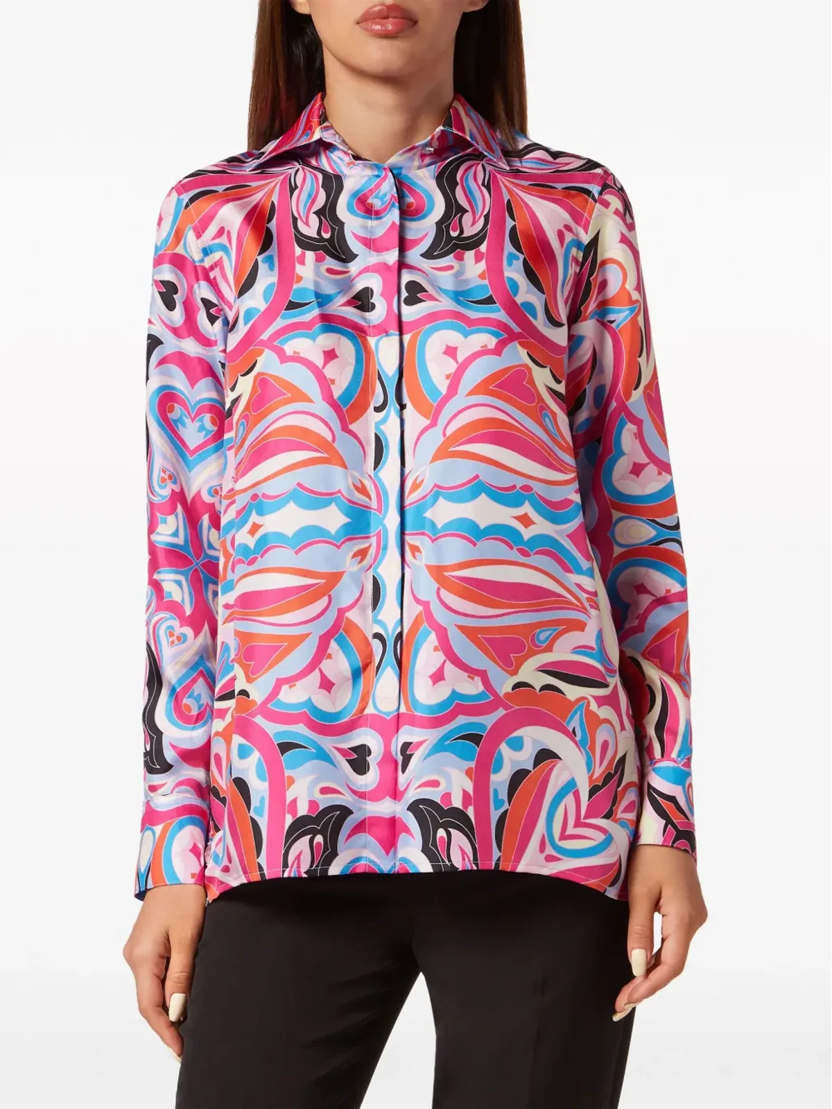 Philipp Plein 全面グラフィックプリント入り シルクシャツ - ピンク - 画像3