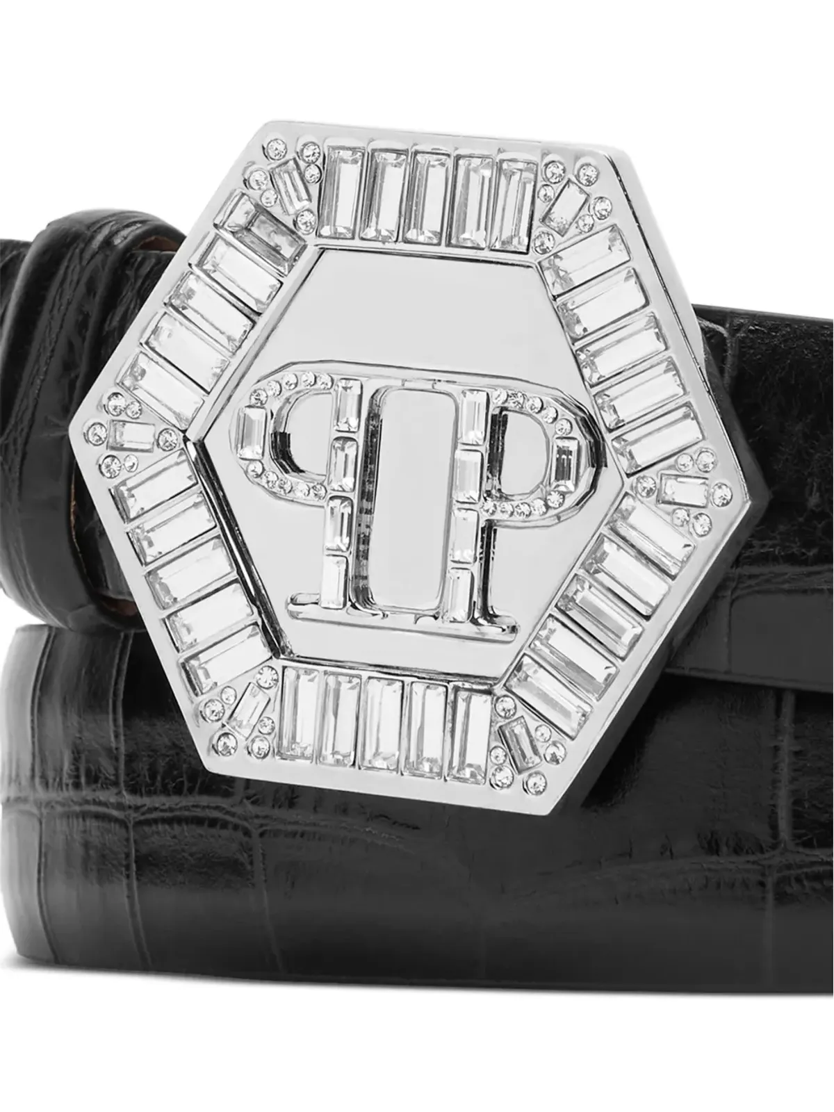 Philipp Plein ロゴプレート付きレザーベルト - ブラック - 画像3