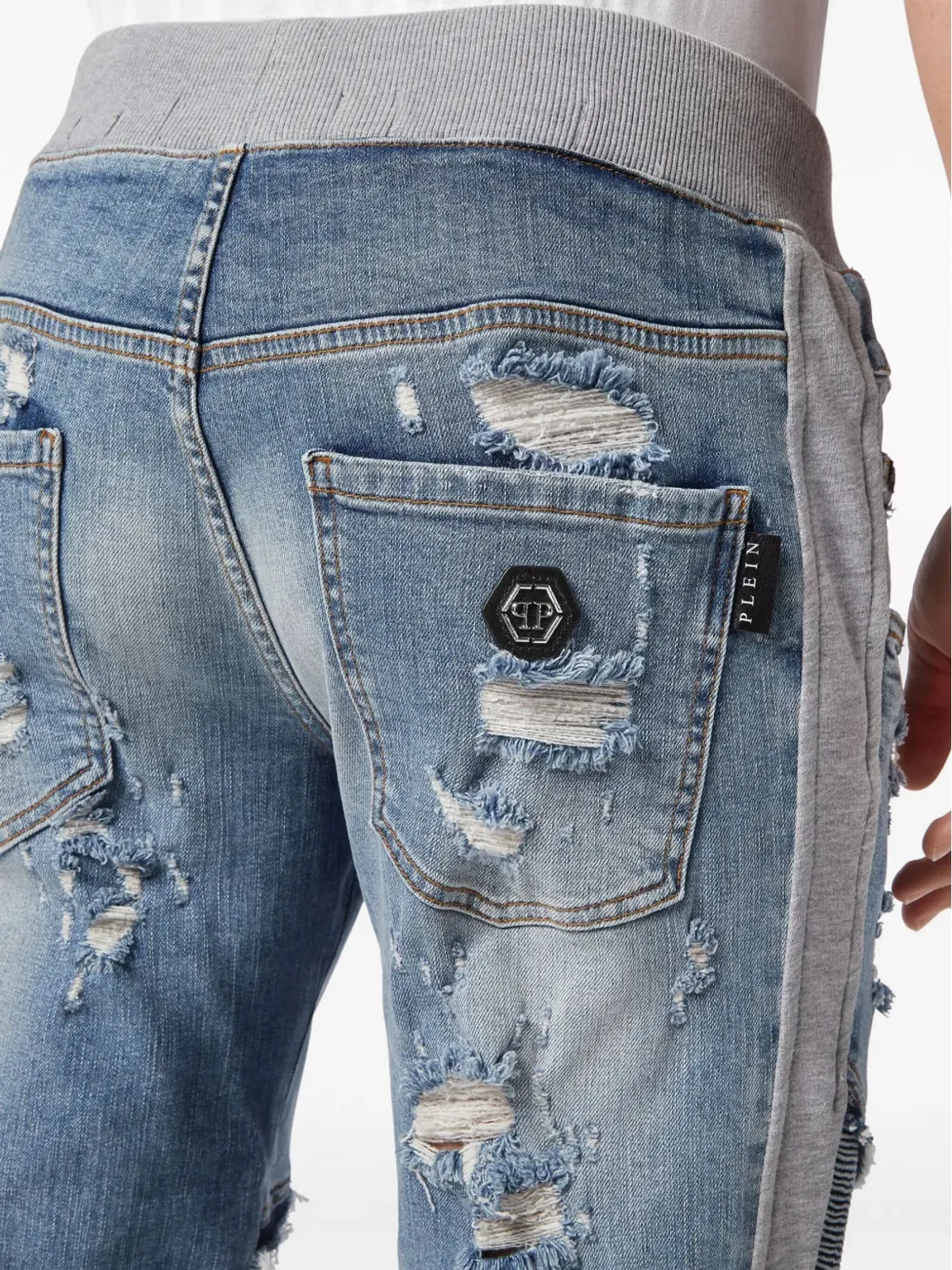 Philipp Plein スカル＆ボーンズ テーパードジーンズ ブルー - 画像5