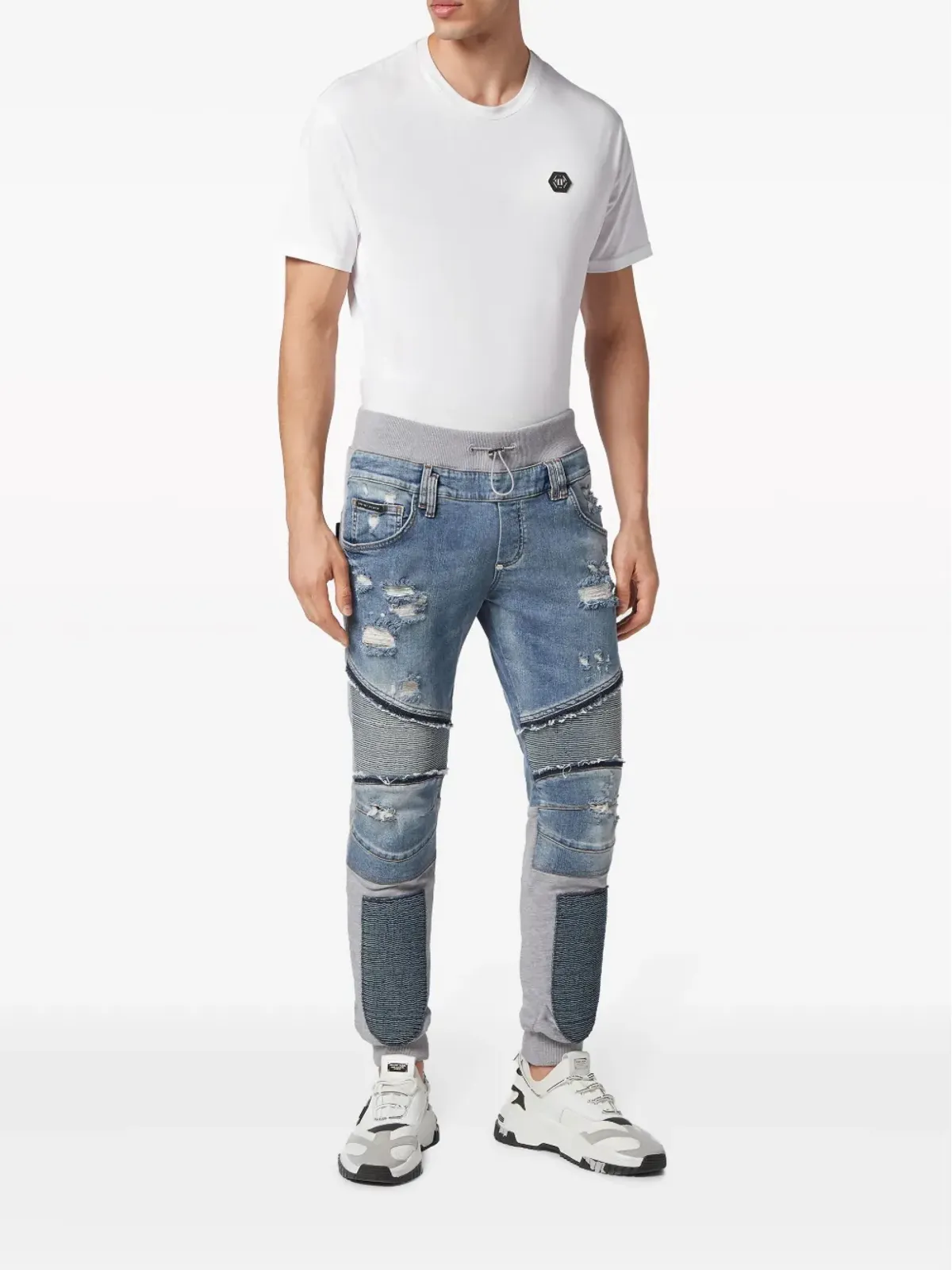 Philipp Plein スカル＆ボーンズ テーパードジーンズ ブルー - 画像2