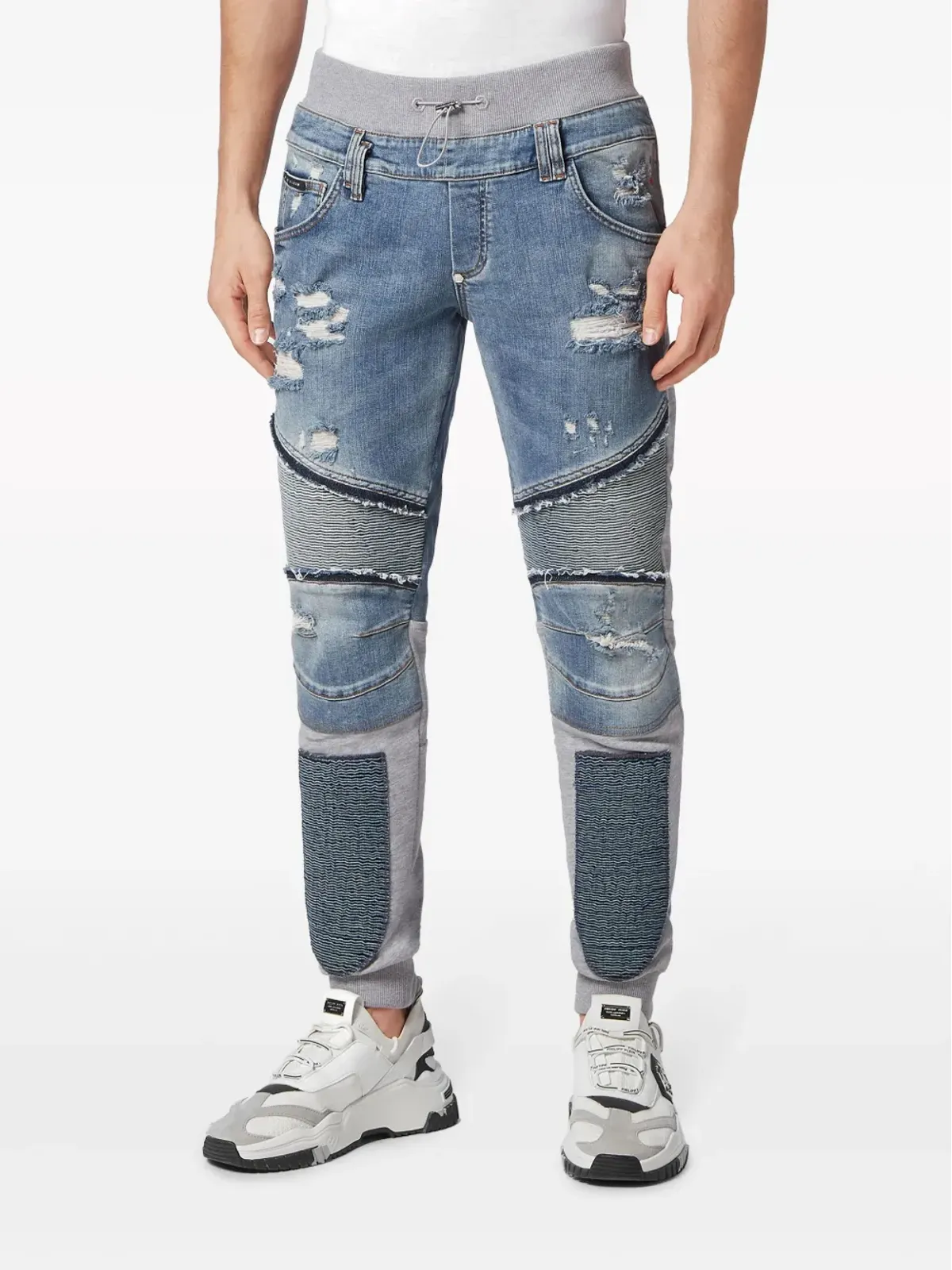 Philipp Plein スカル＆ボーンズ テーパードジーンズ ブルー - 画像3