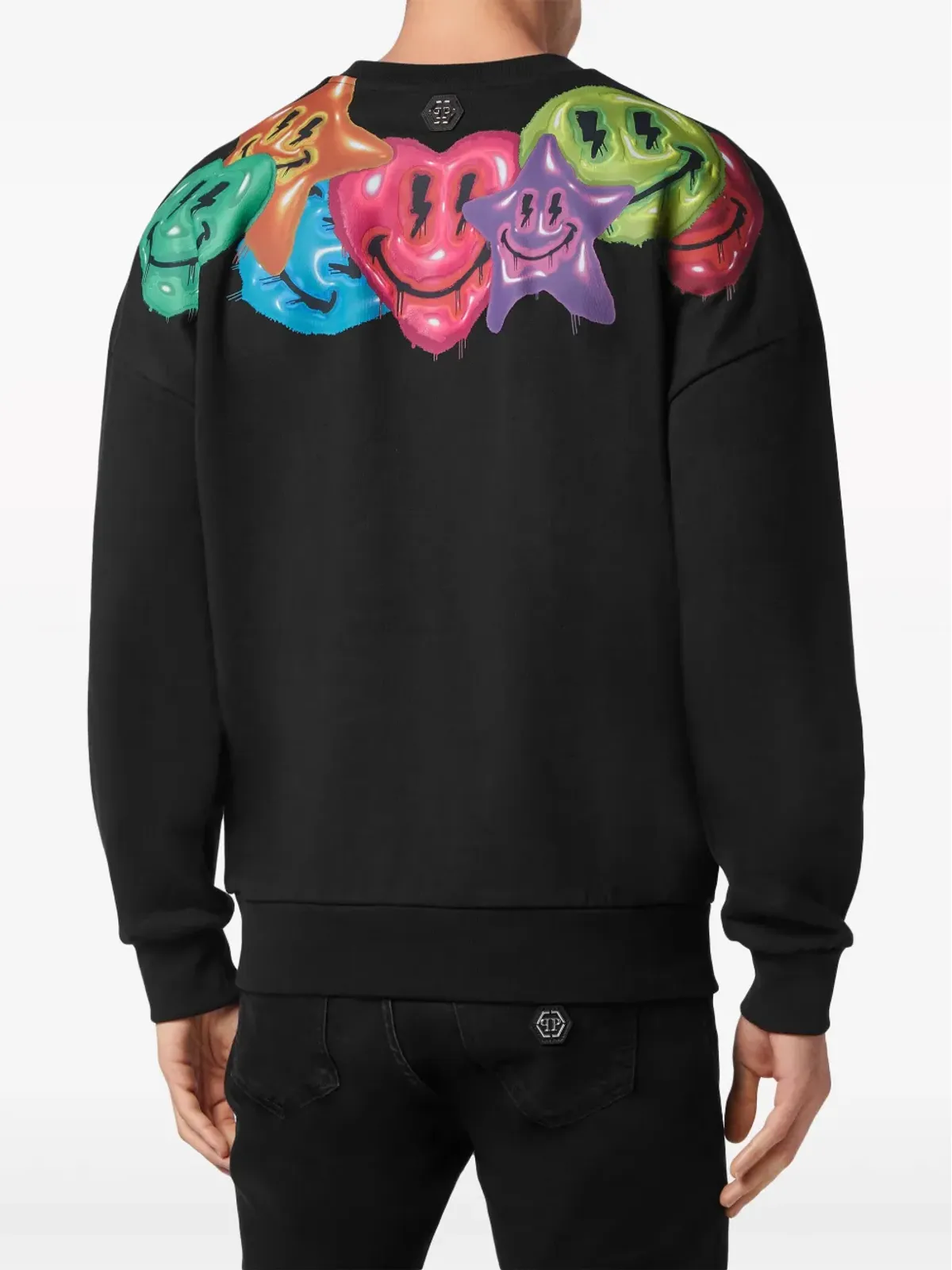 Philipp Plein スマイリーフェイスプリント スウェットシャツ ブラック - 画像4