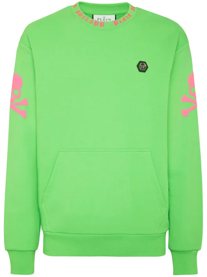 Philipp Plein Philipp Plein スカルプリント コットン スウェットシャツ - グリーンの商品画像