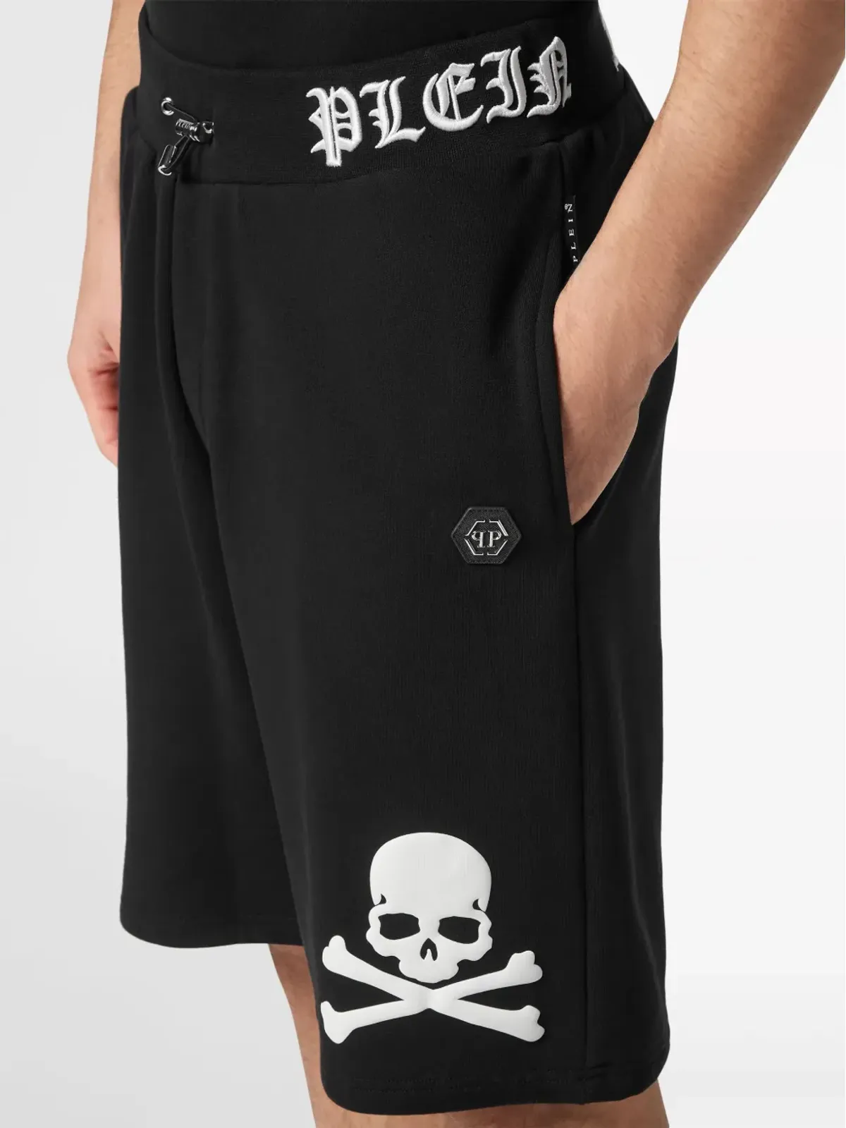 Philipp Plein Skull&Bones ロゴ刺繍ショートパンツ - ブラック - 画像5