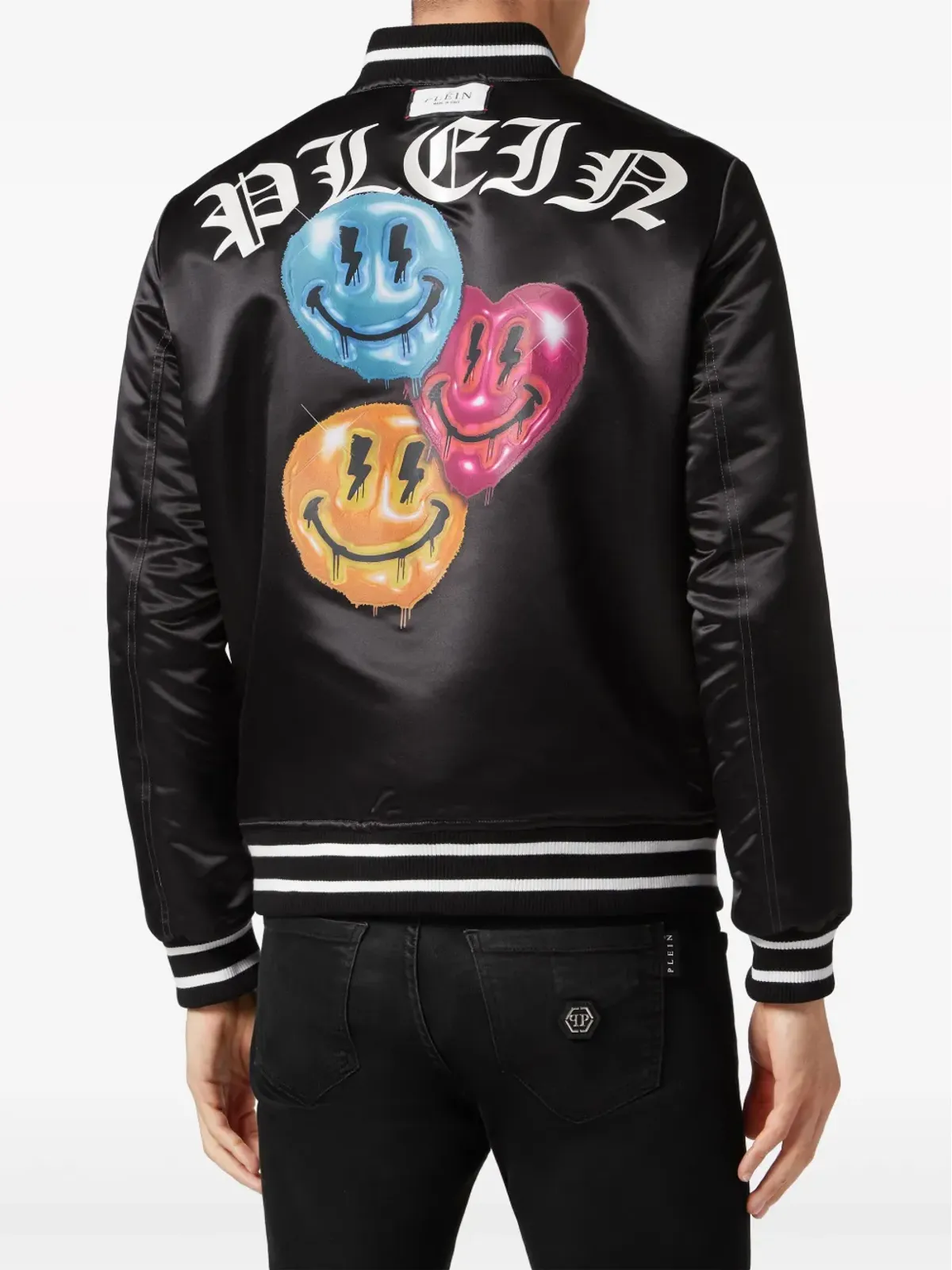 Philipp Plein ロゴプリント サテン仕上げ リバーシブル ボンバージャケット - ブルー - 画像5
