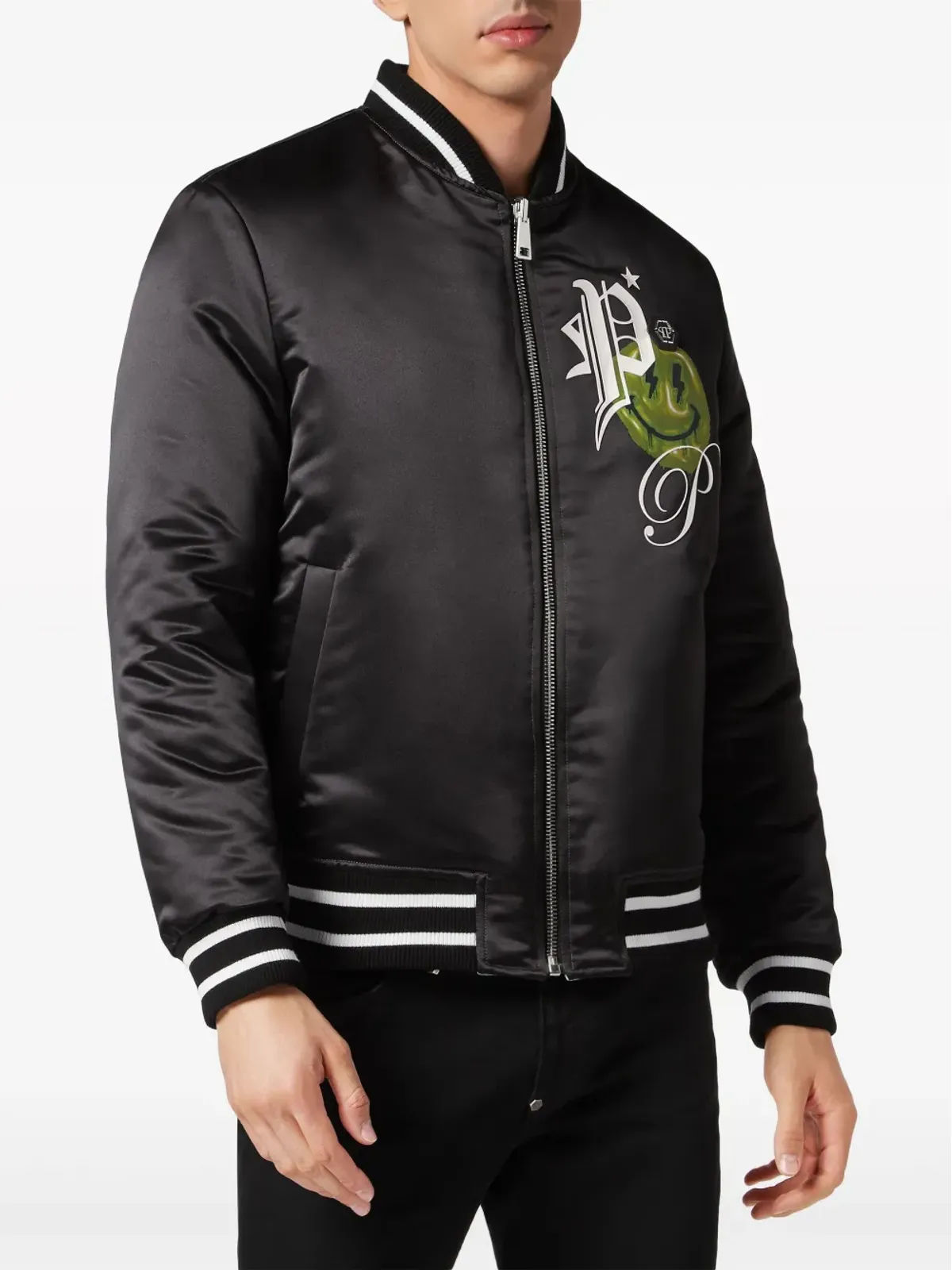 Philipp Plein ロゴプリント サテン仕上げ リバーシブル ボンバージャケット - ブルー - 画像3