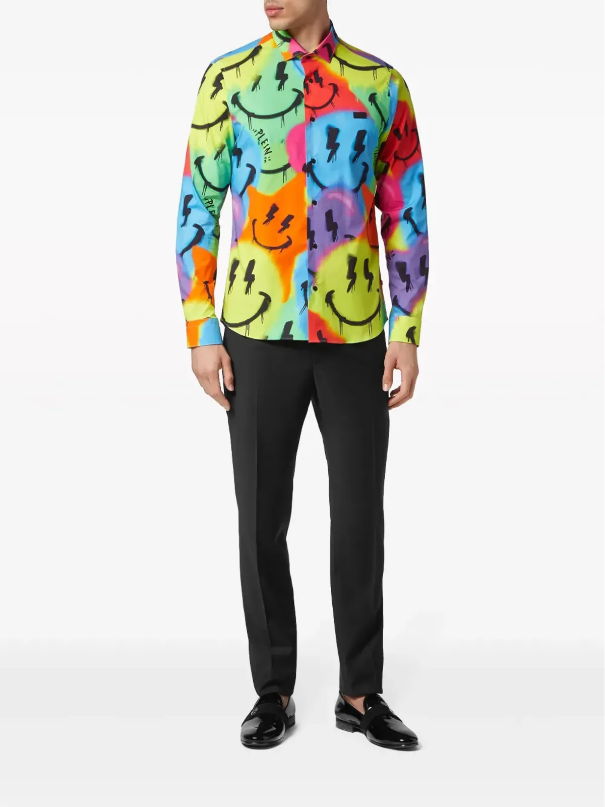 Philipp Plein Sugar Daddy Smile Graffiti コットンシャツ - グリーン - 画像2
