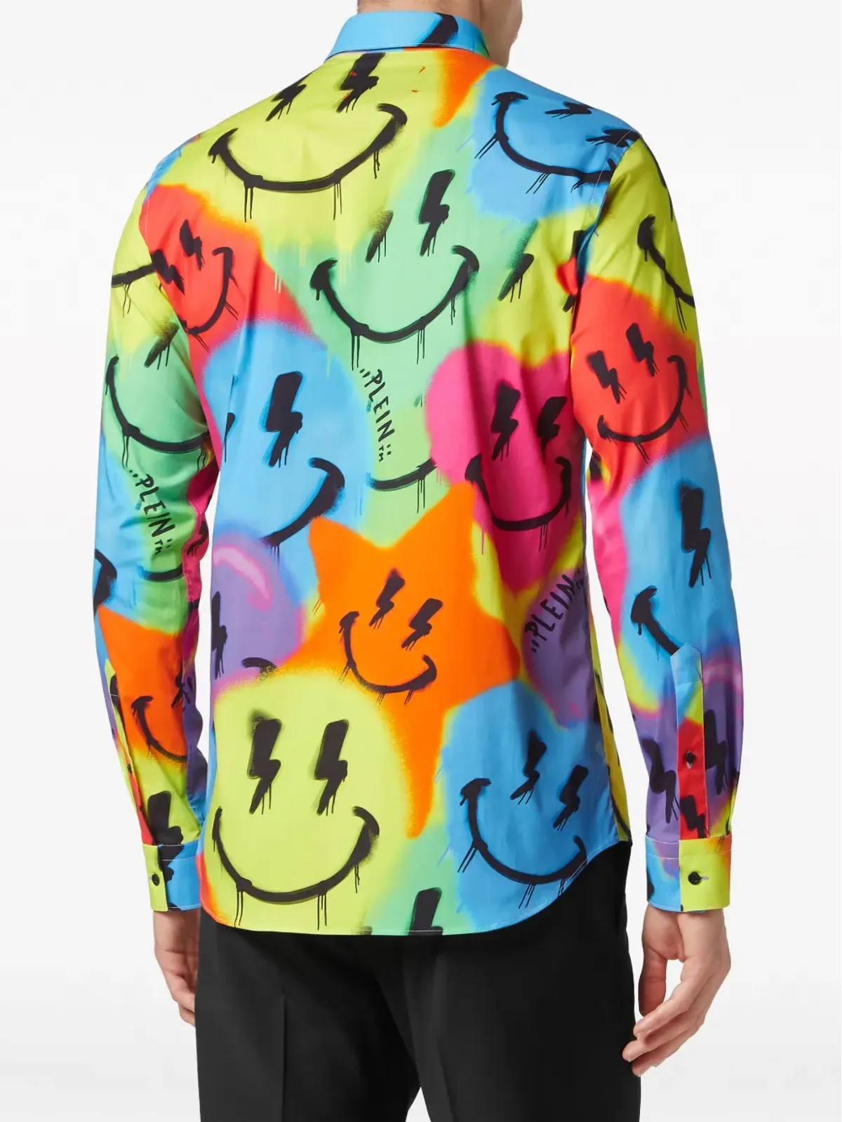 Philipp Plein Sugar Daddy Smile Graffiti コットンシャツ - グリーン - 画像4