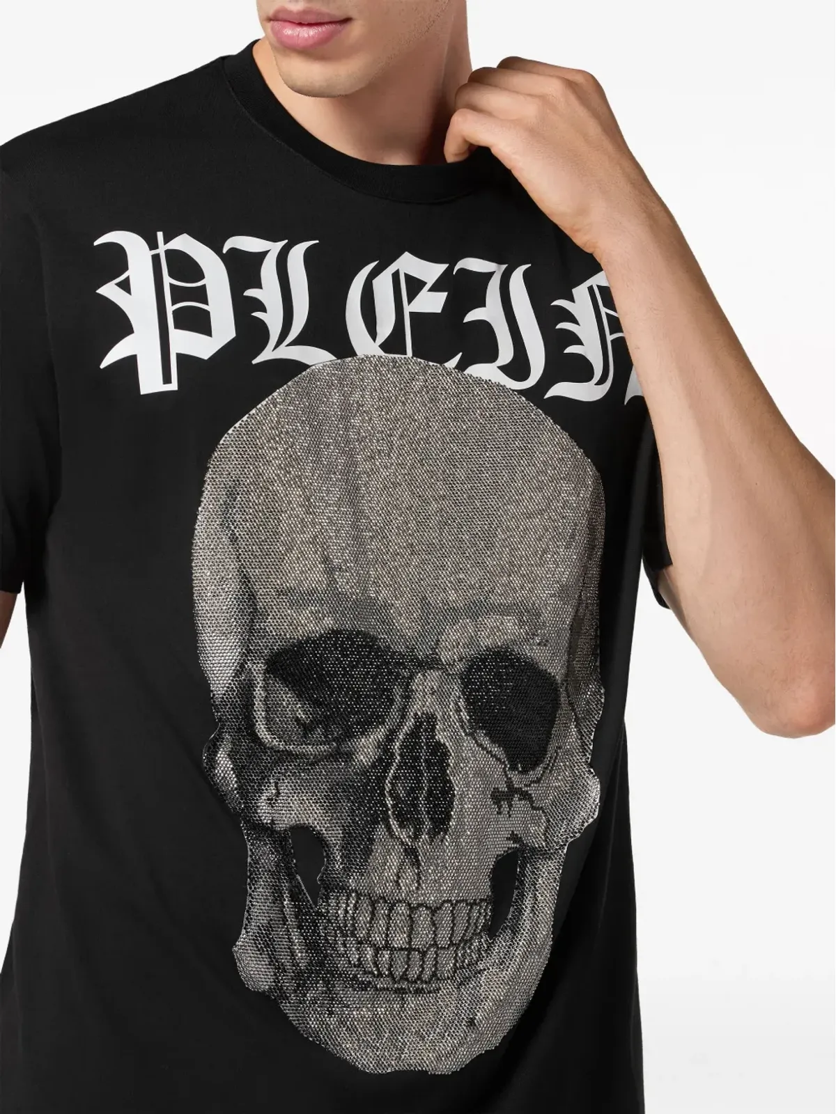 Philipp Plein ドクロクリスタル付き コットン Tシャツ ブラック - 画像5