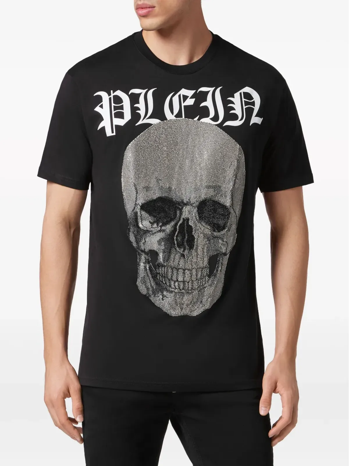 Philipp Plein ドクロクリスタル付き コットン Tシャツ ブラック - 画像3