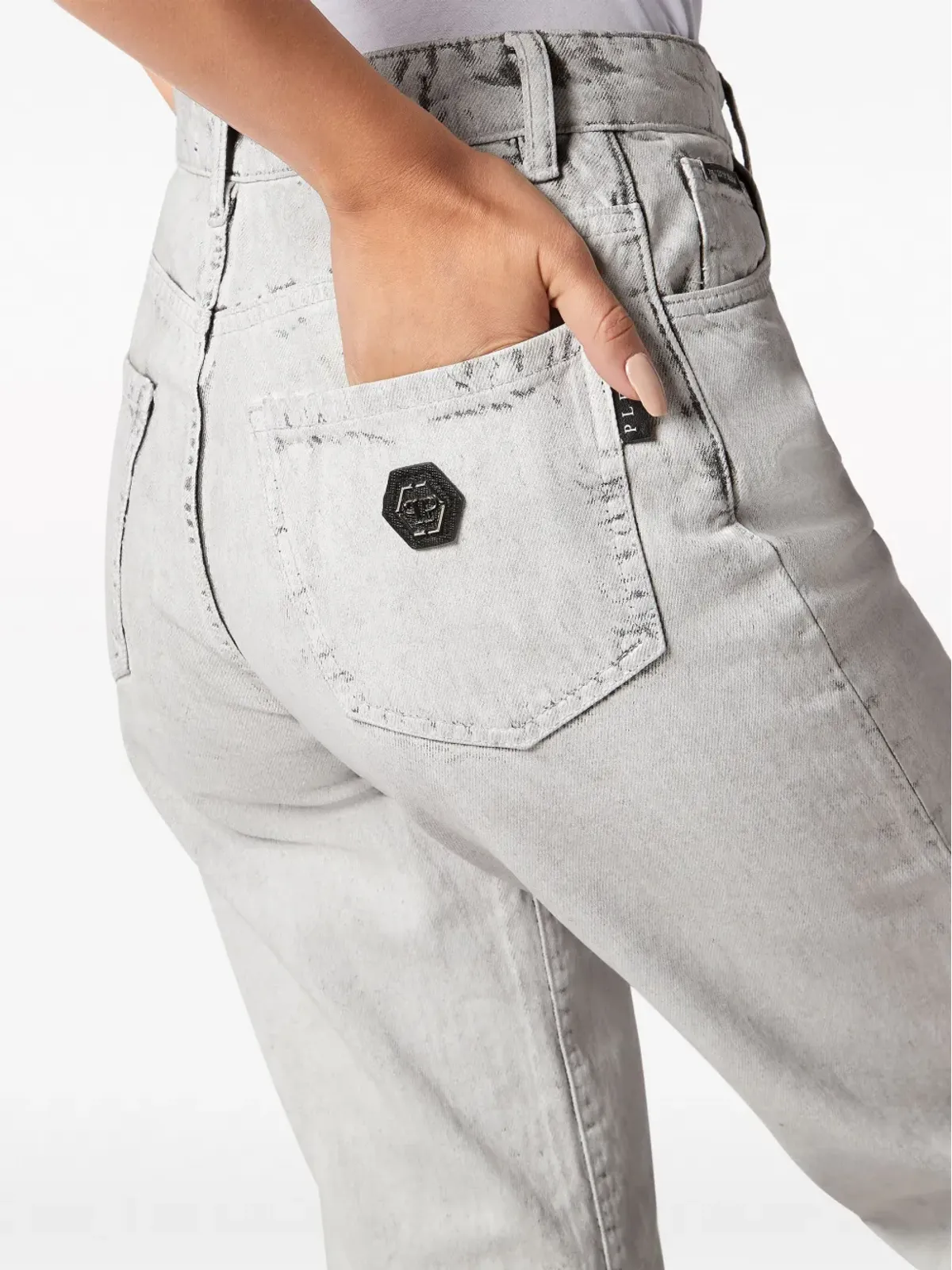 Philipp Plein モムフィット テーパードジーンズ - グレー - 画像5