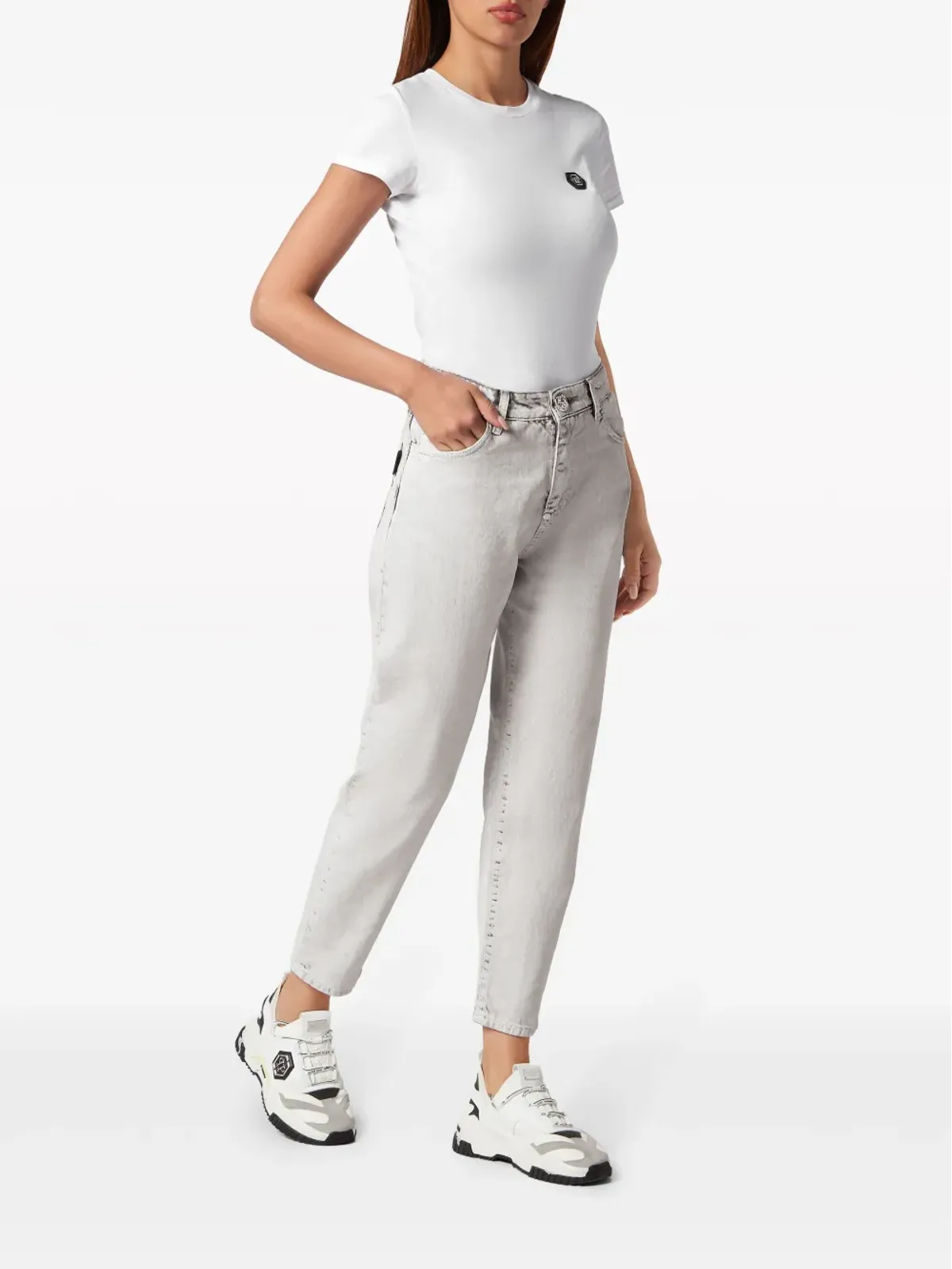Philipp Plein モムフィット テーパードジーンズ - グレー - 画像2