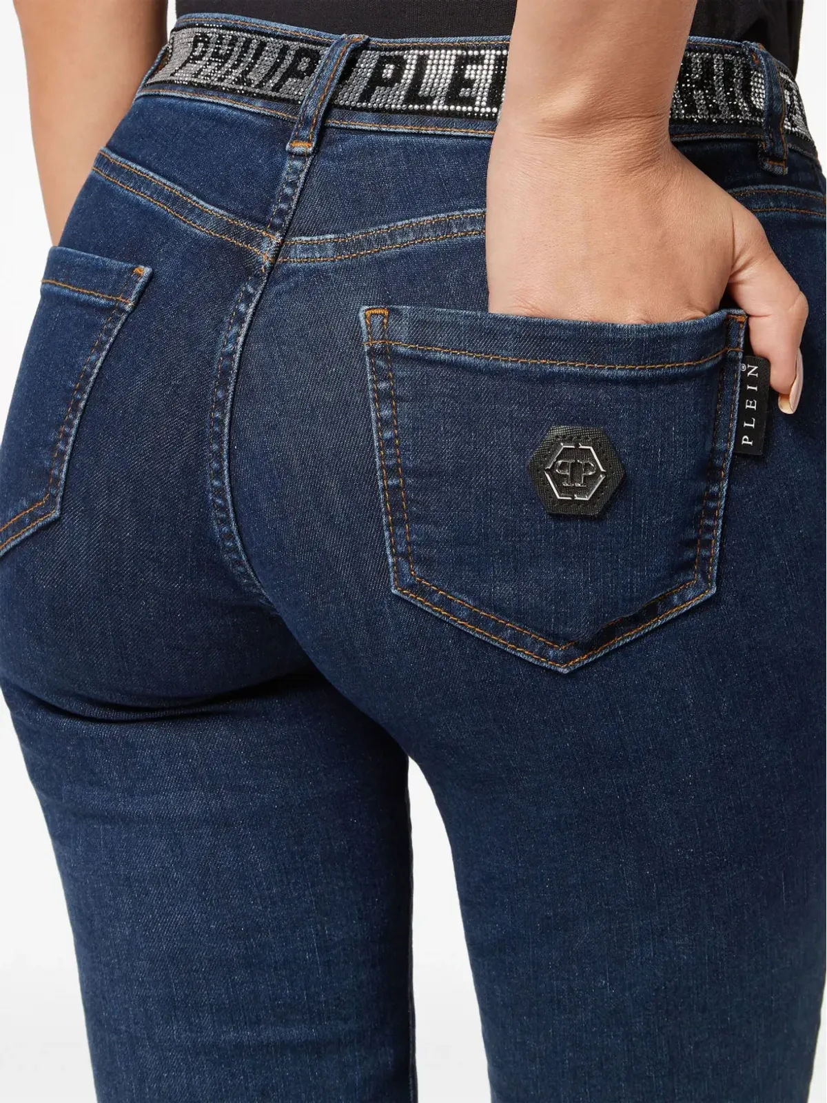 Philipp Plein ラインストーン装飾グラデーション効果ジーンズ - ブルー - 画像5