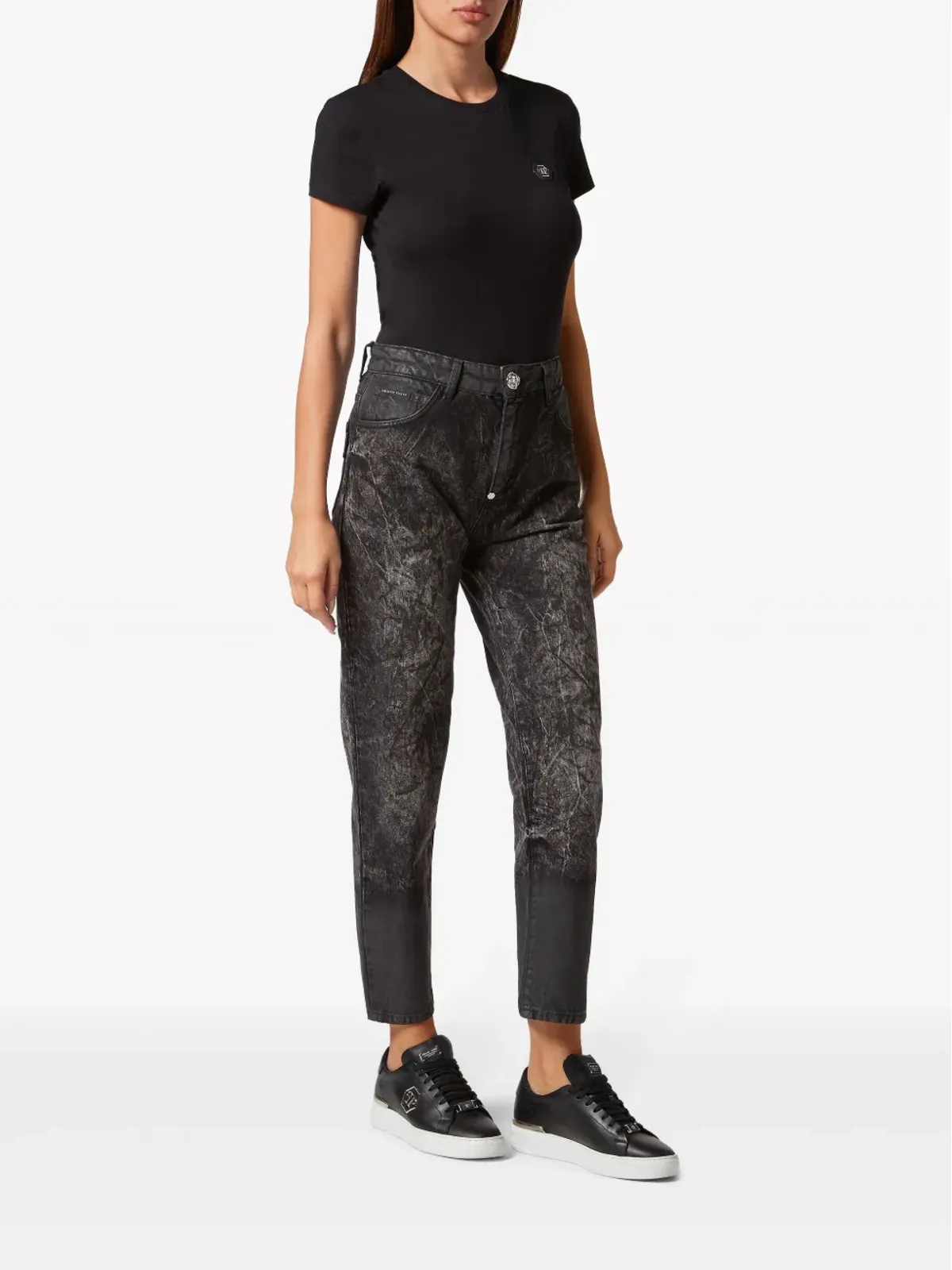 Philipp Plein ディストレス加工 クロップドジーンズ - 画像2