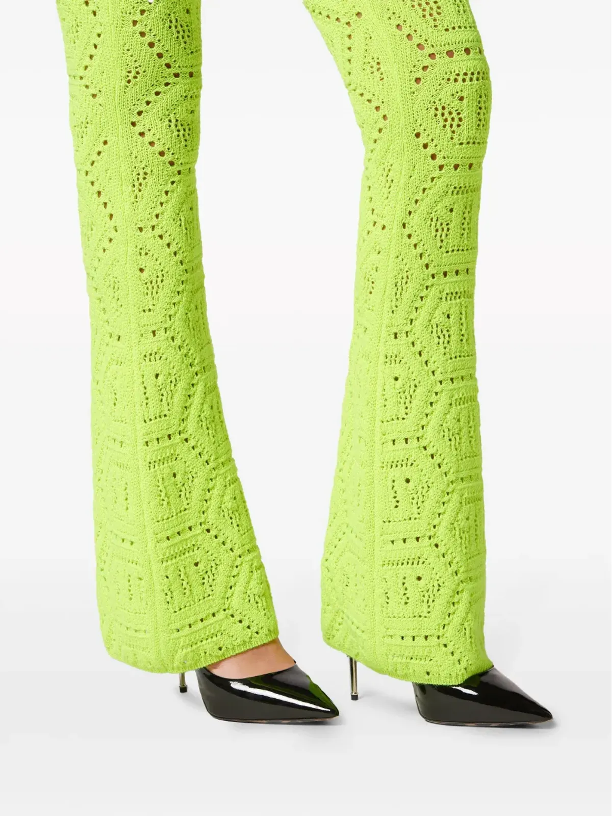 Philipp Plein パターンニット柄フレアパンツ - イエロー - 画像5