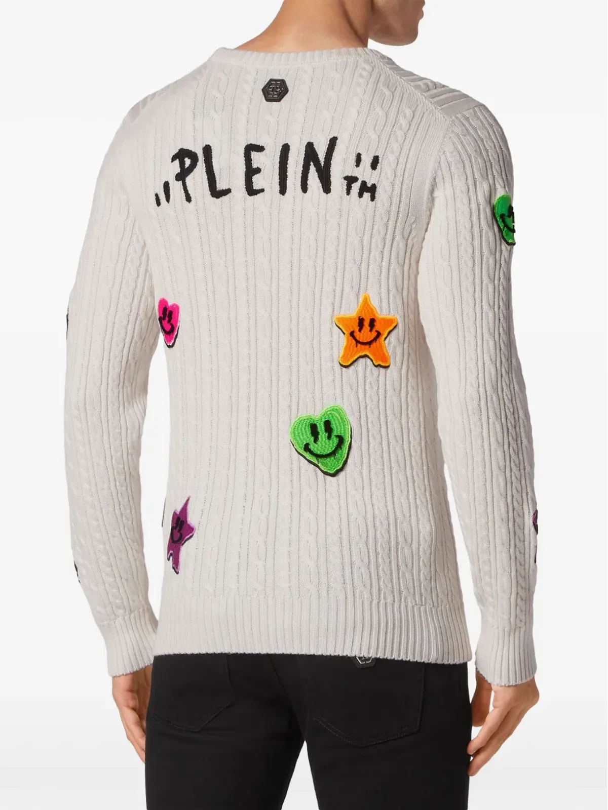 Philipp Plein アップリケ付きケーブルニットセーター - 画像3