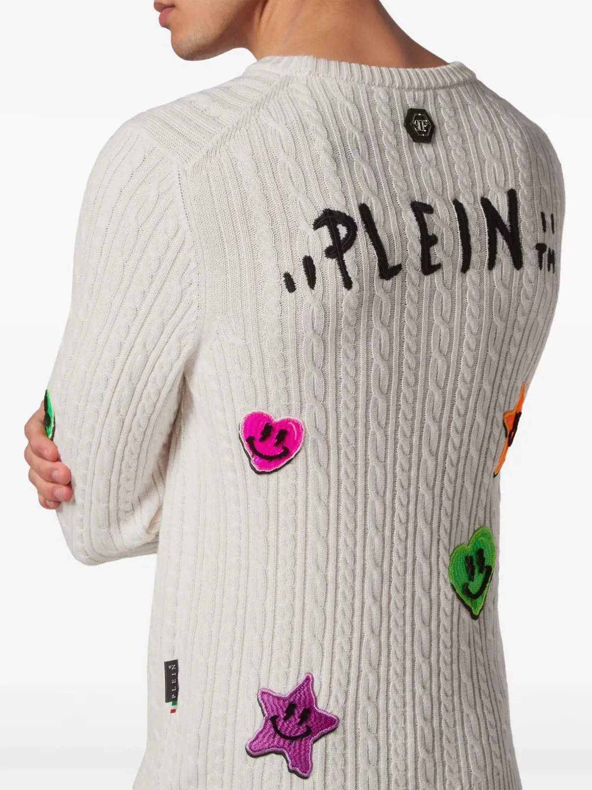 Philipp Plein アップリケ付きケーブルニットセーター - 画像4