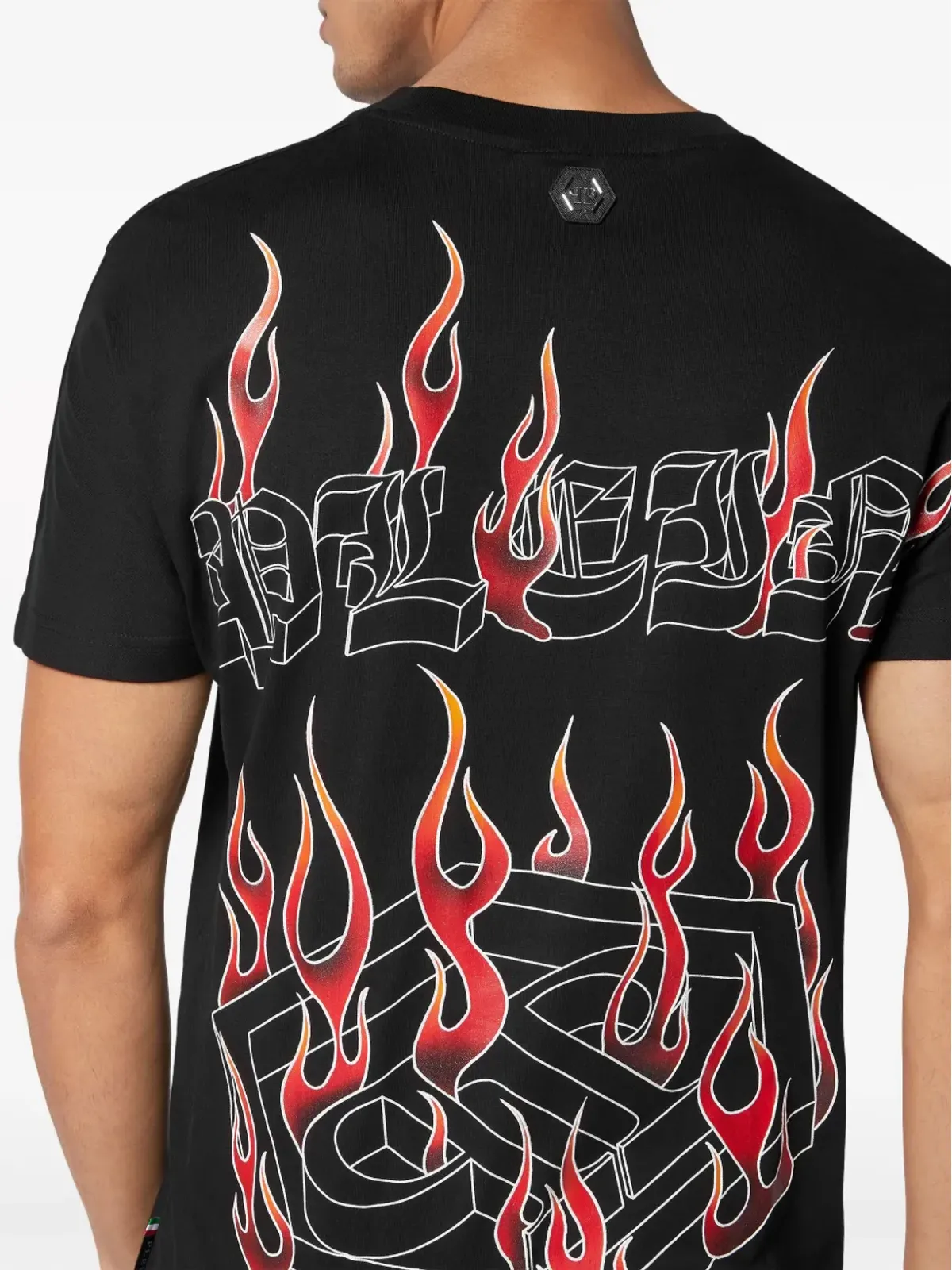 Philipp Plein 炎柄プリント コットン Tシャツ - ブラック - 画像4