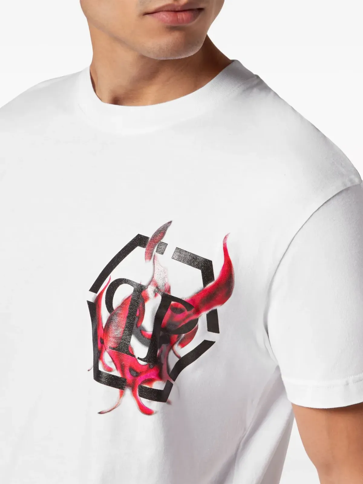 Philipp Plein ロゴ・炎プリント コットン Tシャツ - ホワイト - 画像5