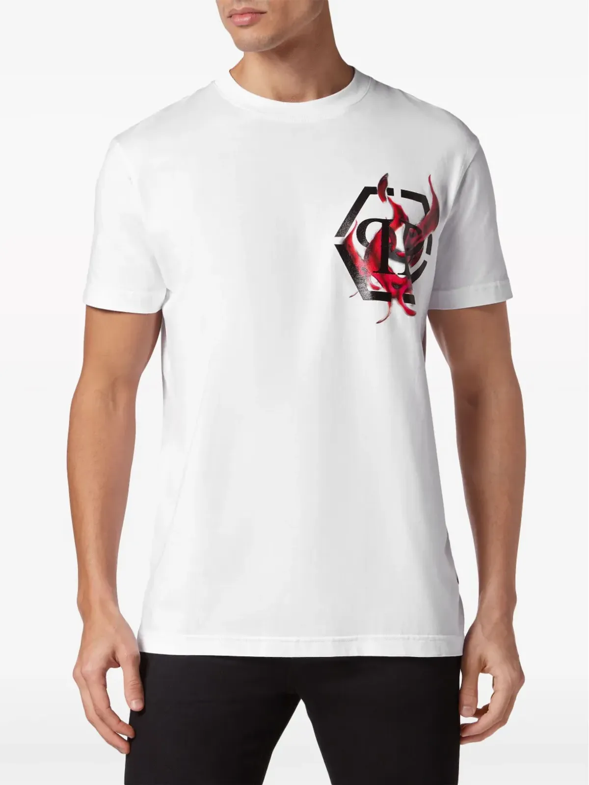 Philipp Plein ロゴ・炎プリント コットン Tシャツ - ホワイト - 画像3