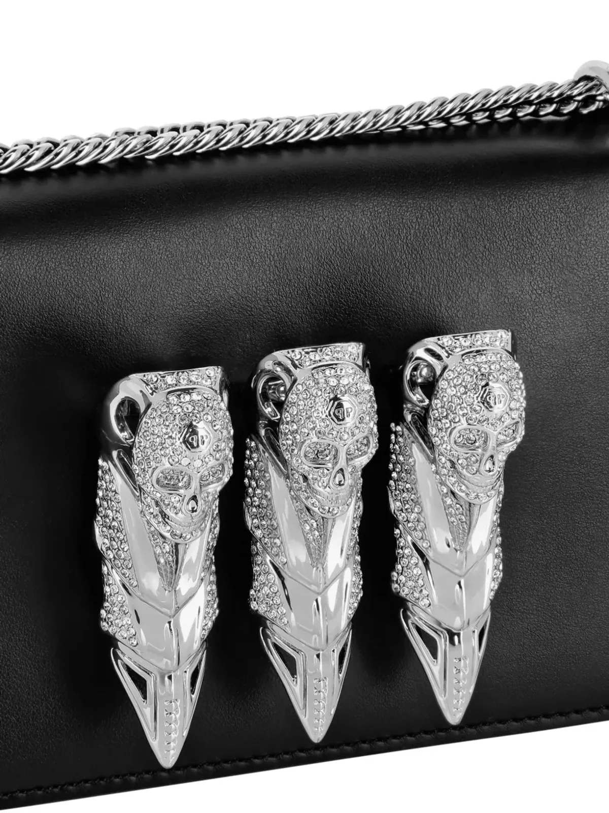 Philipp Plein スカルアップリケ レザー ショルダーバッグ - ブラック - 画像3