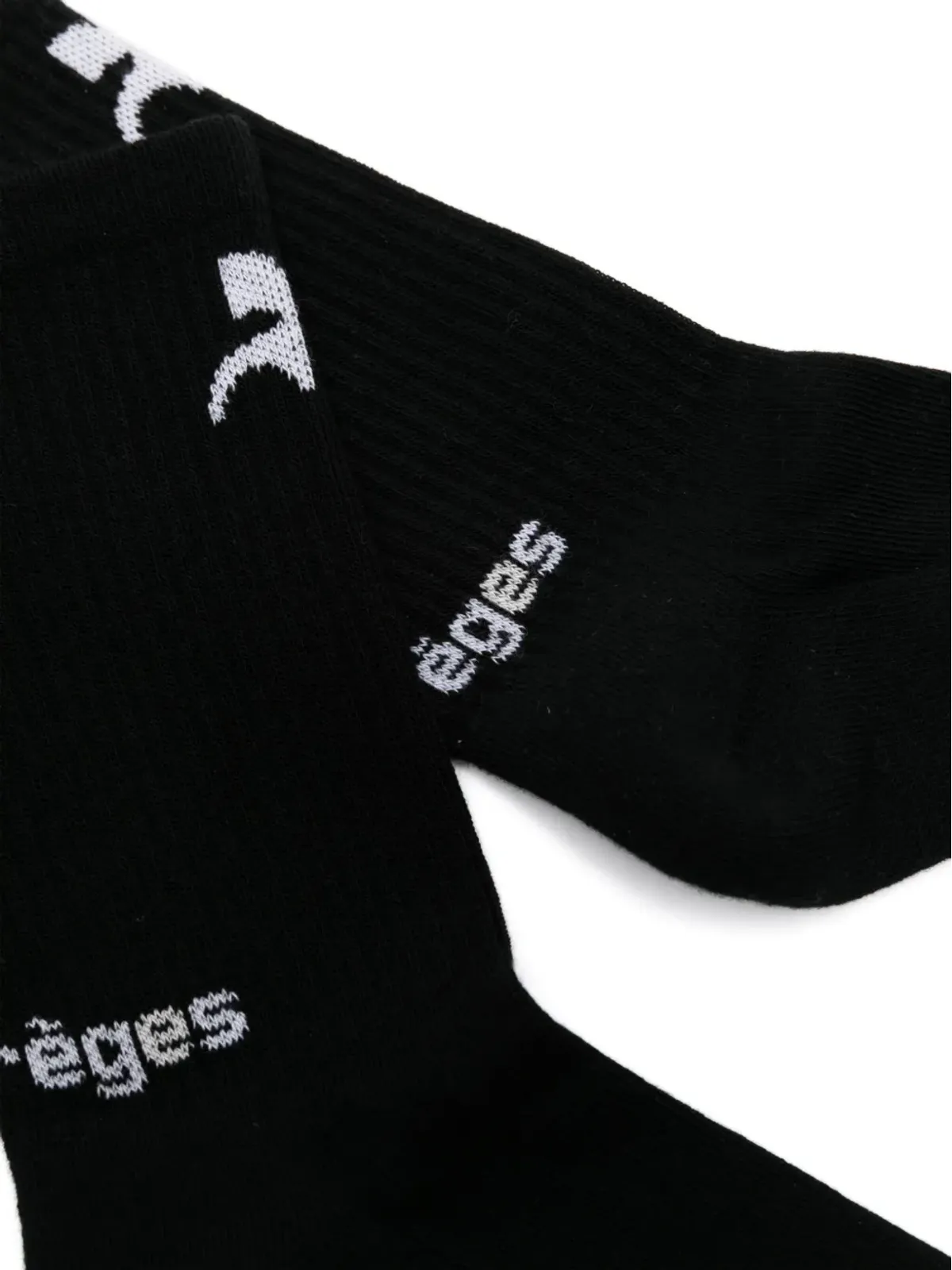 Courrèges インターシャ編み ロゴ アンクルソックス - ブラック - 画像2