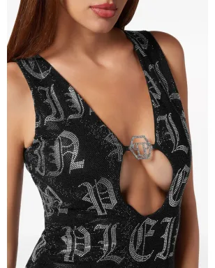 Philipp Plein ゴシック プレイン ラインストーン装飾付きミニドレス ブラック - サムネイル5