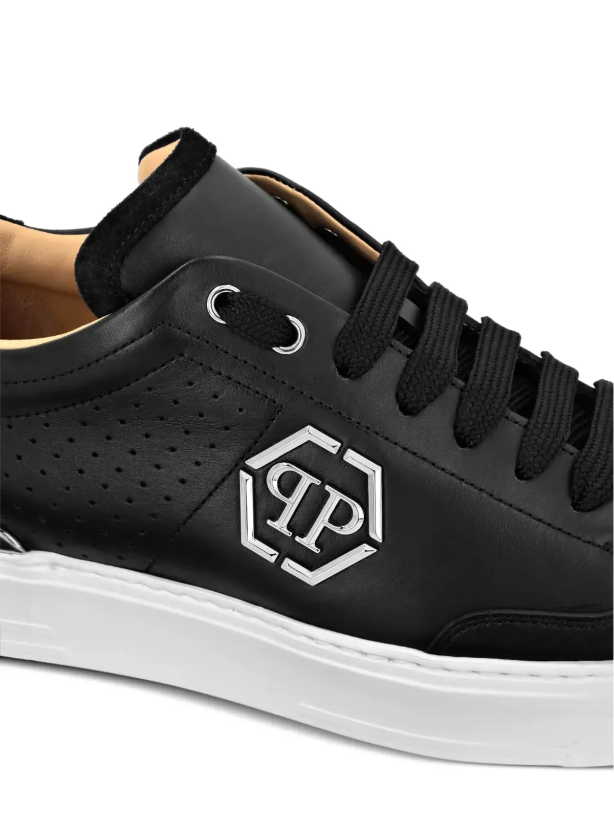 Philipp Plein ロゴプリント レザースニーカー ブラック - 画像3