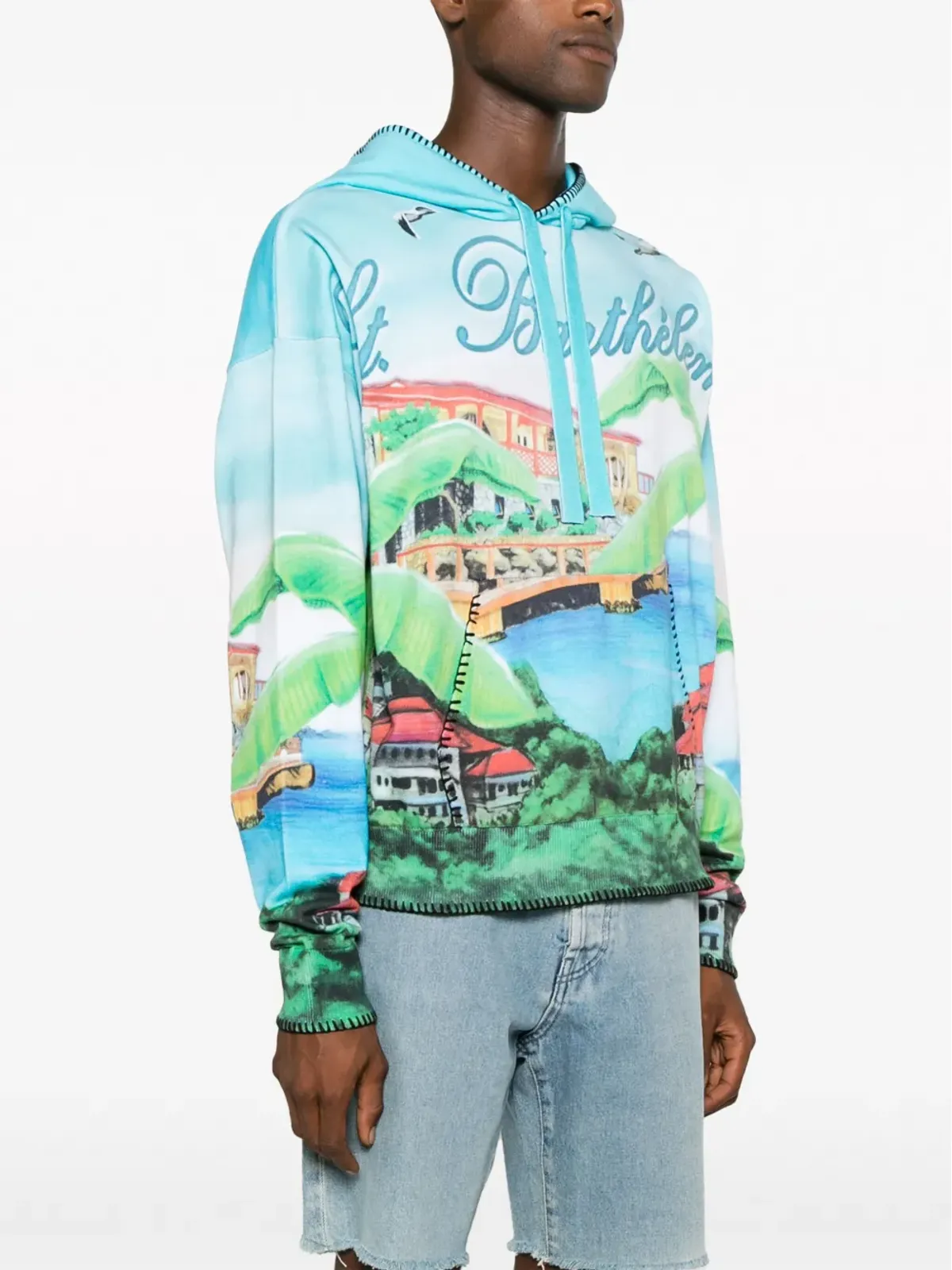 AMIRI グラフィックプリント コットン フーディー - ブルー - 画像3
