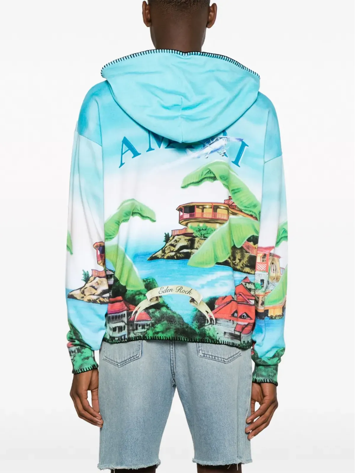 AMIRI グラフィックプリント コットン フーディー - ブルー - 画像4