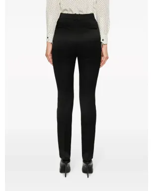Saint Laurent ハイウエスト ウールパンツ - ブラック - サムネイル4