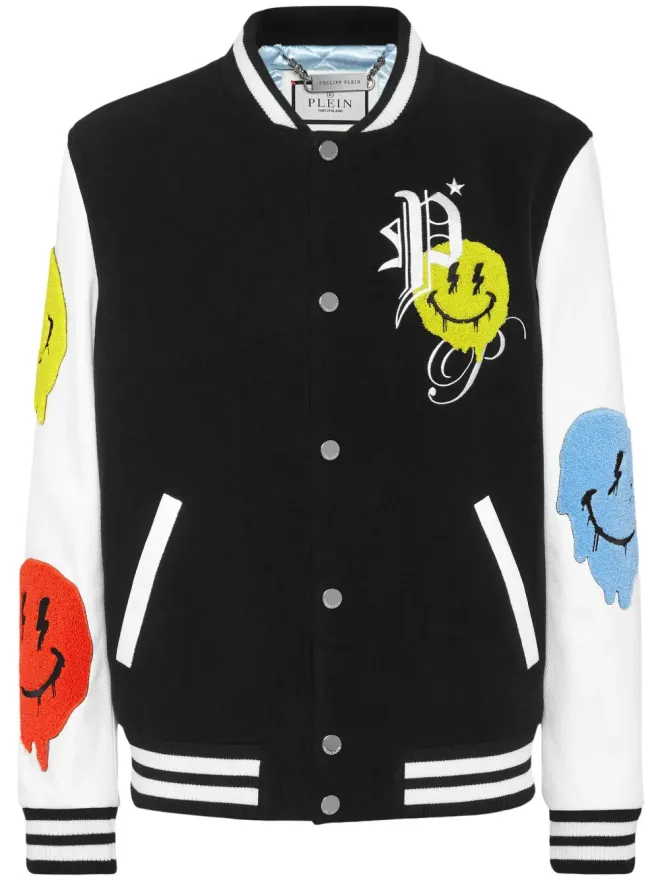 Philipp Plein Philipp Plein スマイルアップリケ バーシティジャケットの商品画像