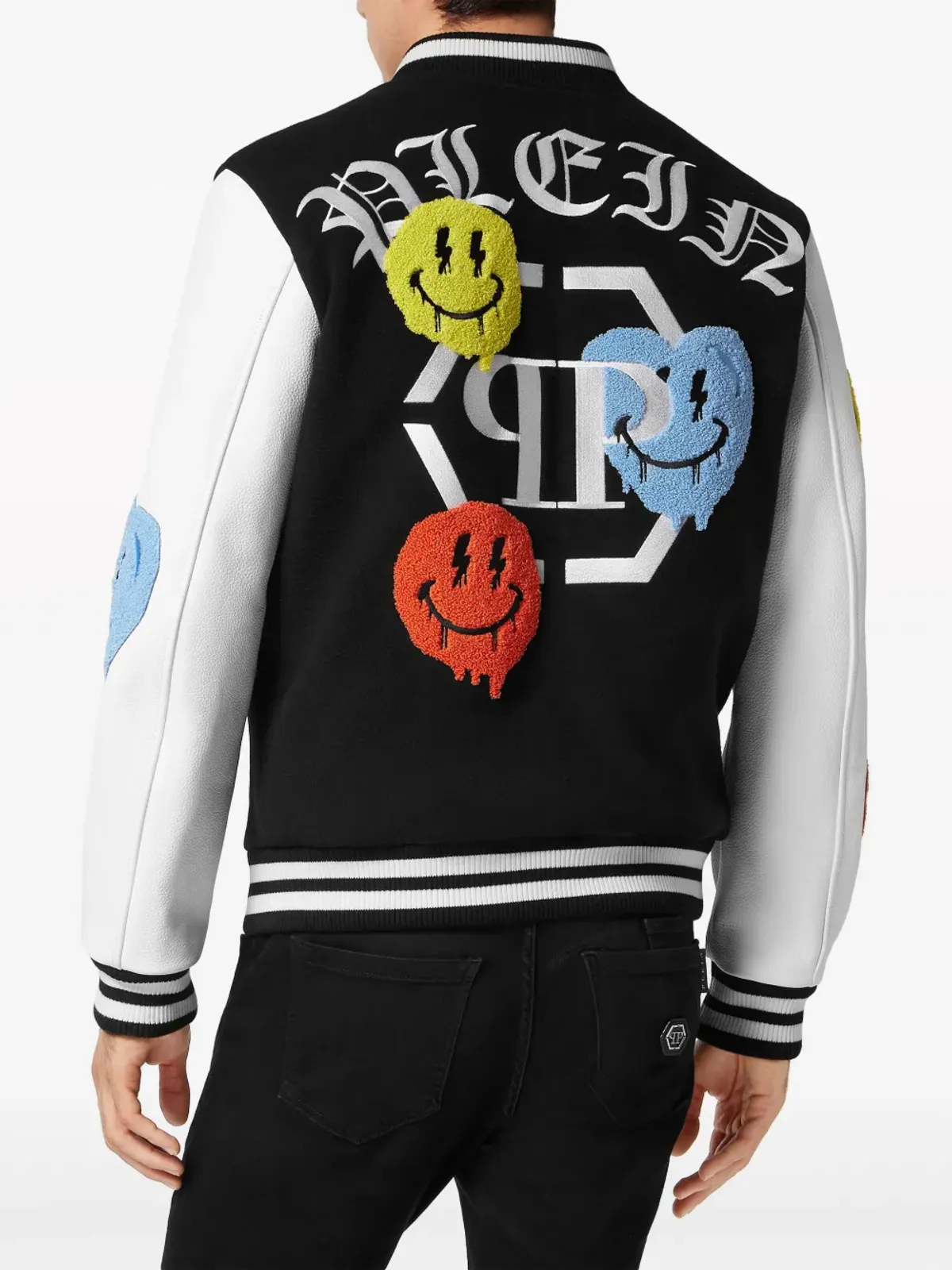 Philipp Plein スマイルアップリケ バーシティジャケット - 画像3