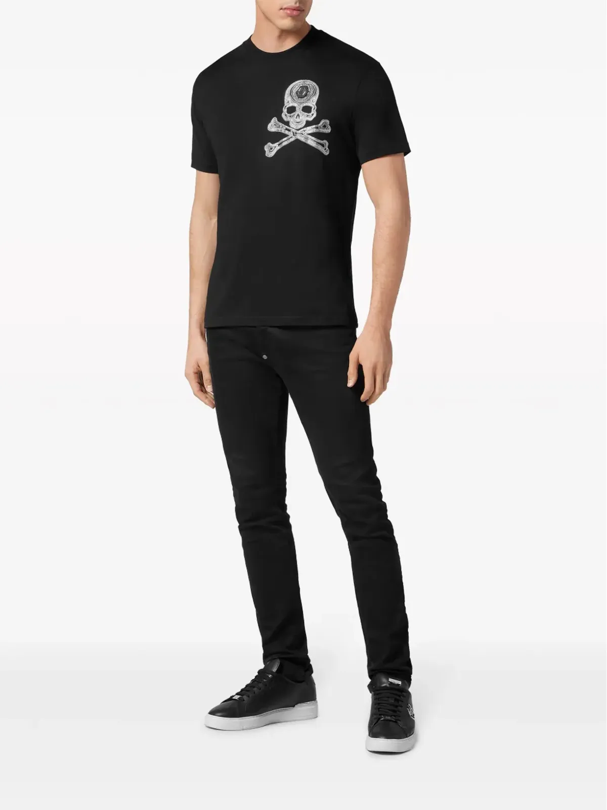 Philipp Plein スカル＆ボーンズ ロゴ入り ラインストーン付き Tシャツ - 画像2