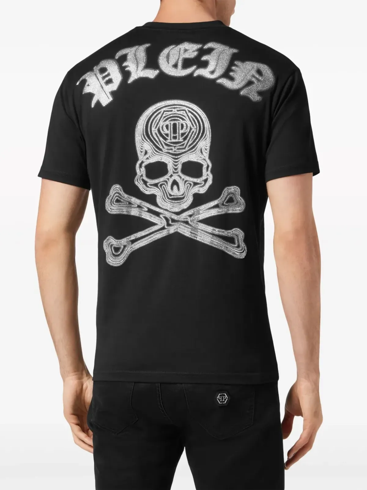Philipp Plein スカル＆ボーンズ ロゴ入り ラインストーン付き Tシャツ - 画像3
